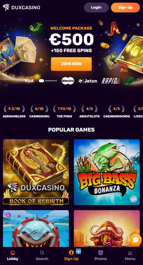 dux mobile home page